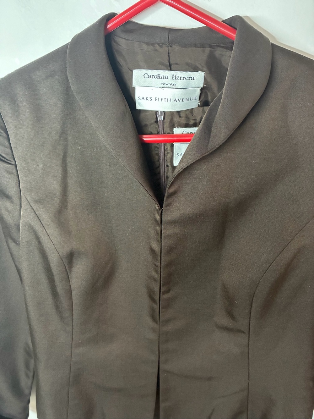 Carolina Herrera Brown Midi Dress Suit… Jacket size 8 and dress size 10 - Picture 2 of 8